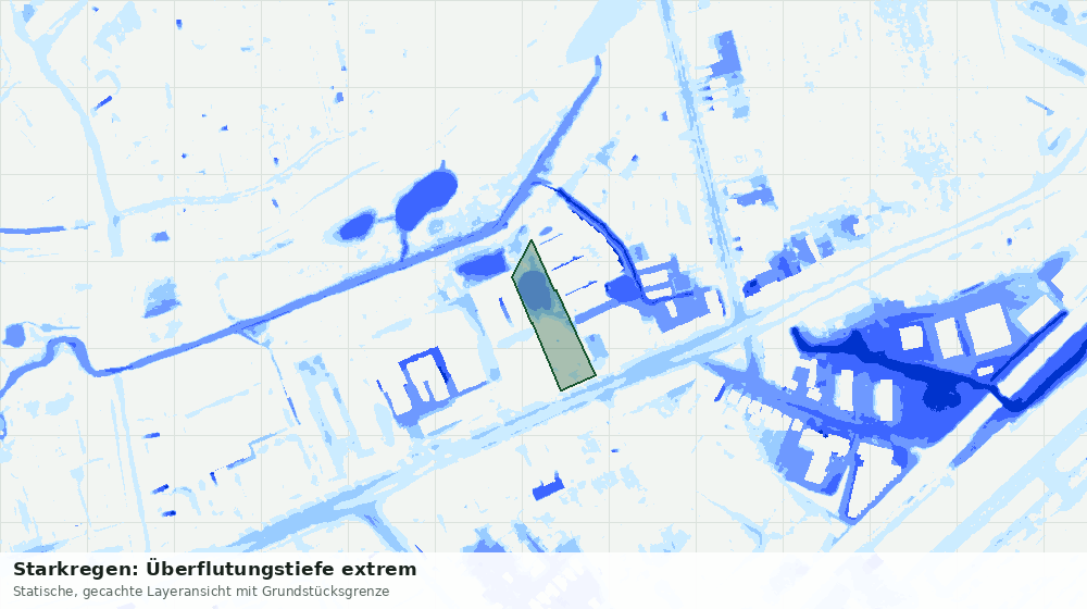 Statische Kartenansicht: Starkregen: Überflutungstiefe extrem