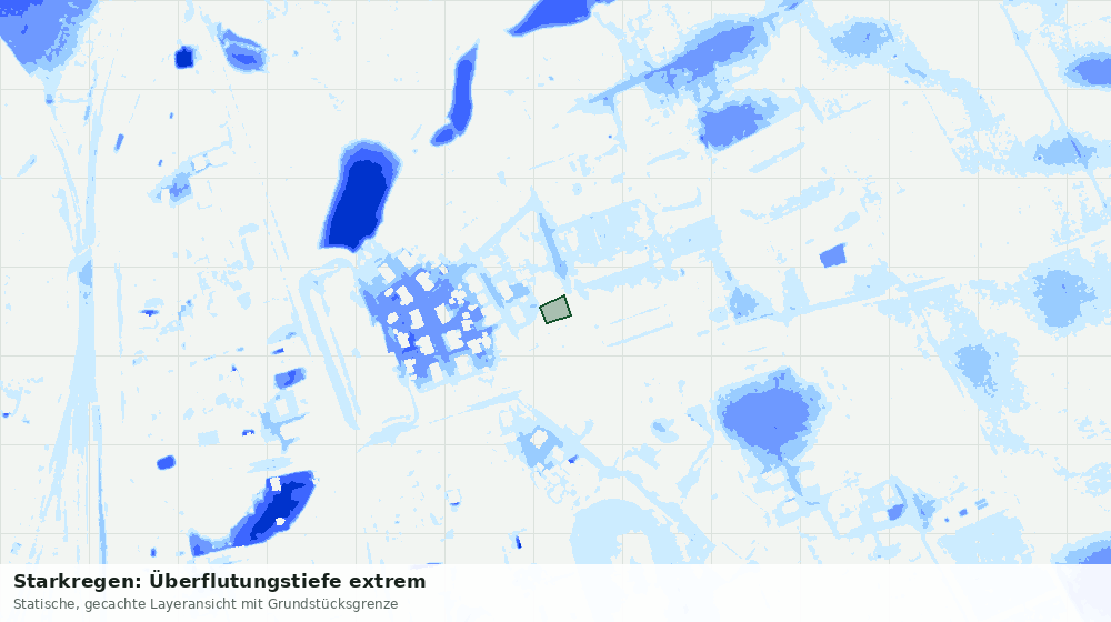 Statische Kartenansicht: Starkregen: Überflutungstiefe extrem