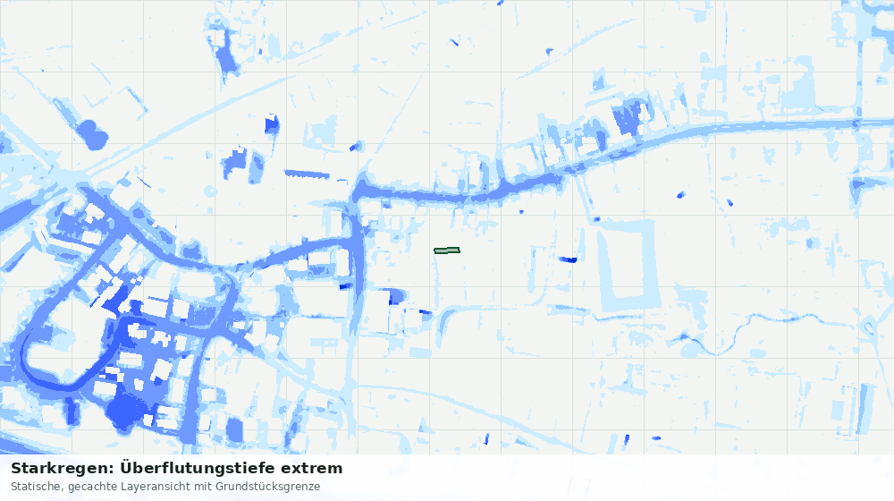 Statische Kartenansicht: Starkregen: Überflutungstiefe extrem