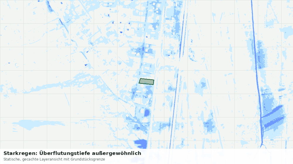 Statische Kartenansicht: Starkregen: Überflutungstiefe außergewöhnlich