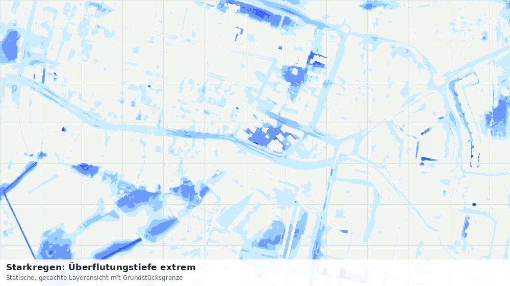 Statische Kartenansicht: Starkregen: Überflutungstiefe extrem