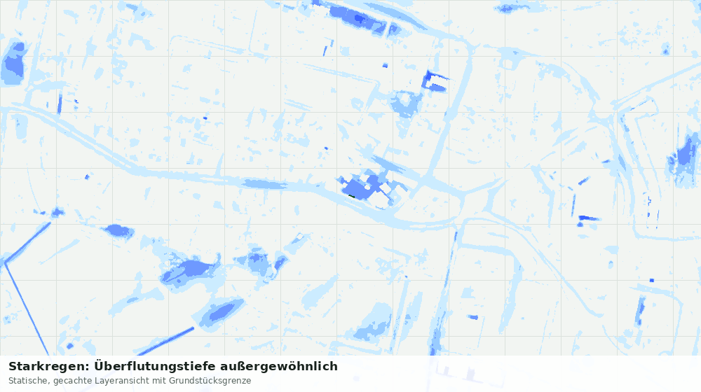 Statische Kartenansicht: Starkregen: Überflutungstiefe außergewöhnlich