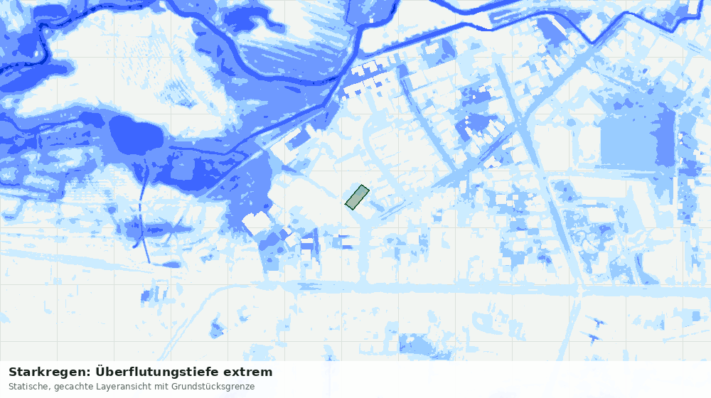 Statische Kartenansicht: Starkregen: Überflutungstiefe extrem
