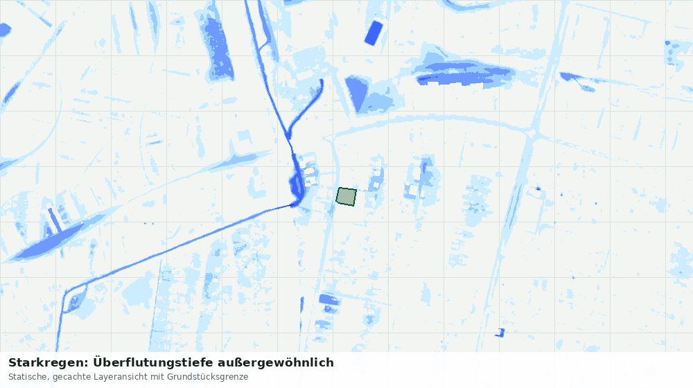 Statische Kartenansicht: Starkregen: Überflutungstiefe außergewöhnlich