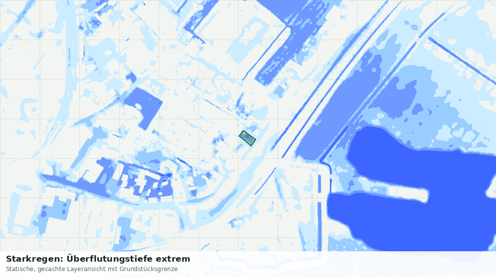 Statische Kartenansicht: Starkregen: Überflutungstiefe extrem