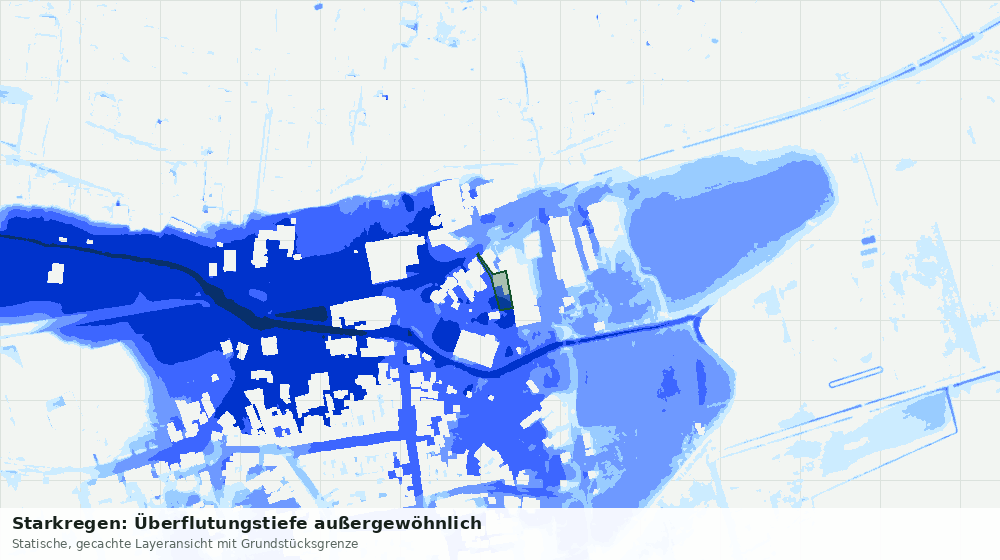 Statische Kartenansicht: Starkregen: Überflutungstiefe außergewöhnlich