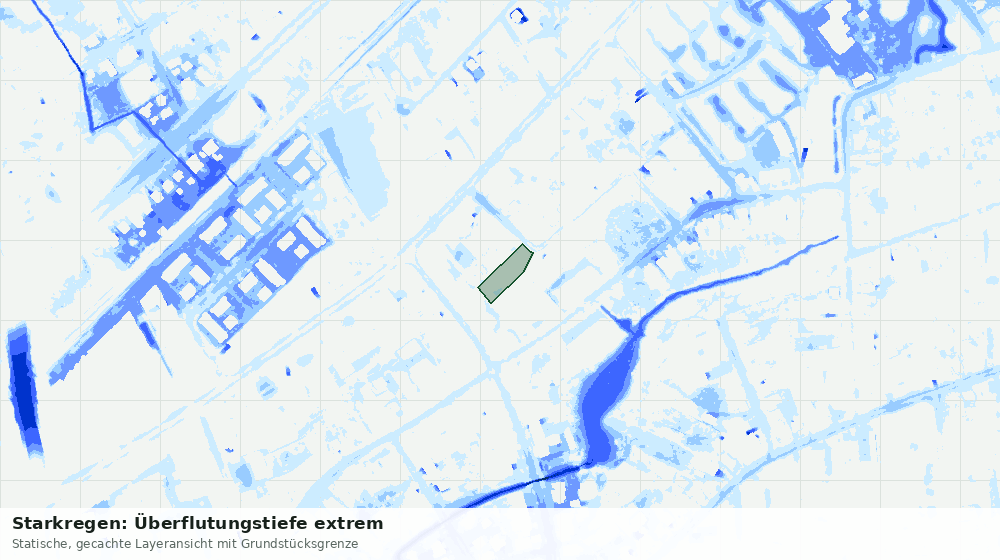 Statische Kartenansicht: Starkregen: Überflutungstiefe extrem
