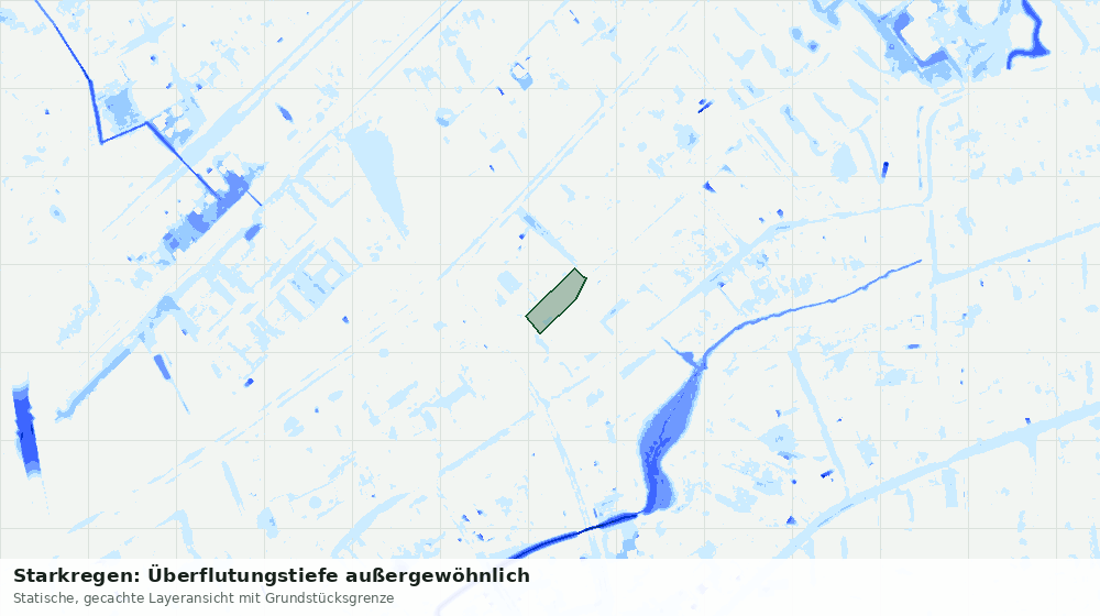Statische Kartenansicht: Starkregen: Überflutungstiefe außergewöhnlich