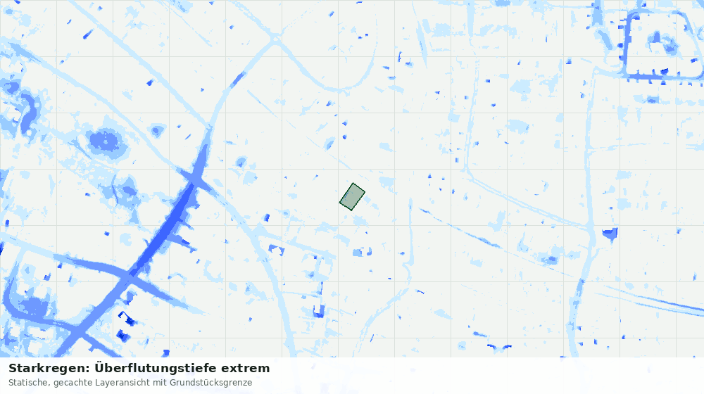 Statische Kartenansicht: Starkregen: Überflutungstiefe extrem