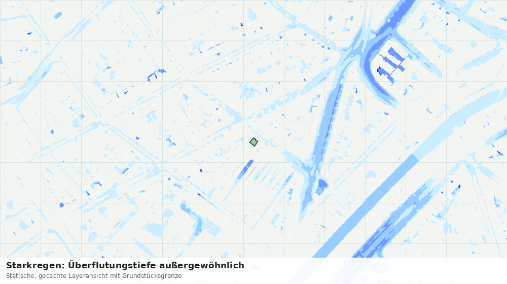 Statische Kartenansicht: Starkregen: Überflutungstiefe außergewöhnlich