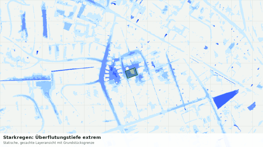 Statische Kartenansicht: Starkregen: Überflutungstiefe extrem