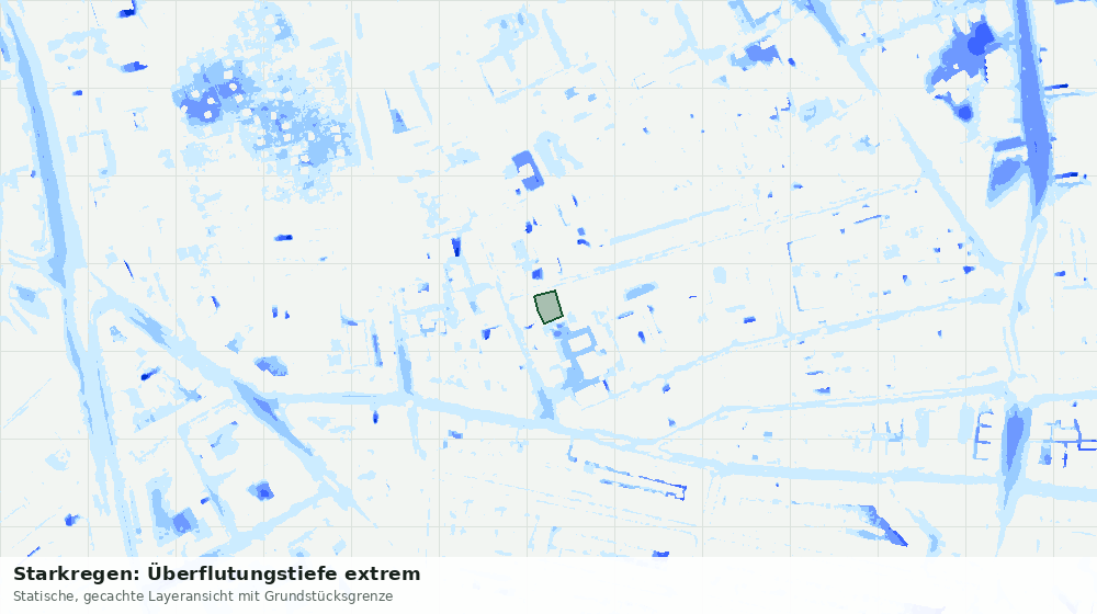 Statische Kartenansicht: Starkregen: Überflutungstiefe extrem