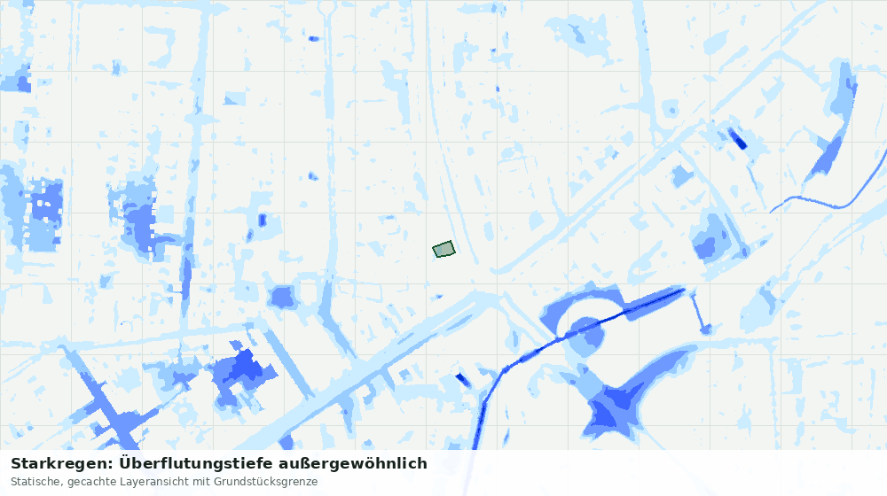 Statische Kartenansicht: Starkregen: Überflutungstiefe außergewöhnlich