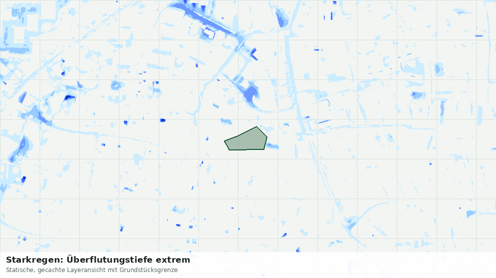Statische Kartenansicht: Starkregen: Überflutungstiefe extrem