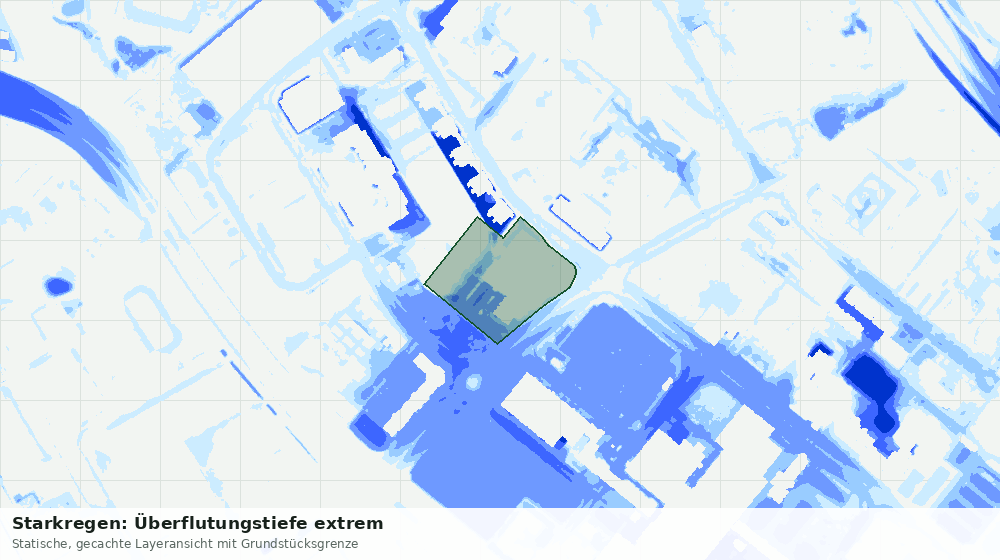 Statische Kartenansicht: Starkregen: Überflutungstiefe extrem