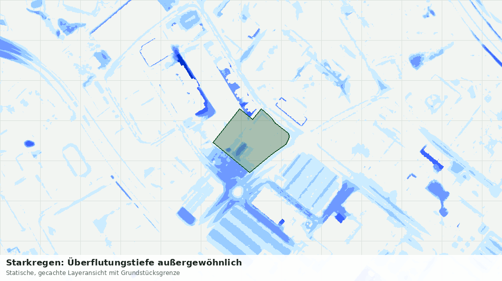 Statische Kartenansicht: Starkregen: Überflutungstiefe außergewöhnlich