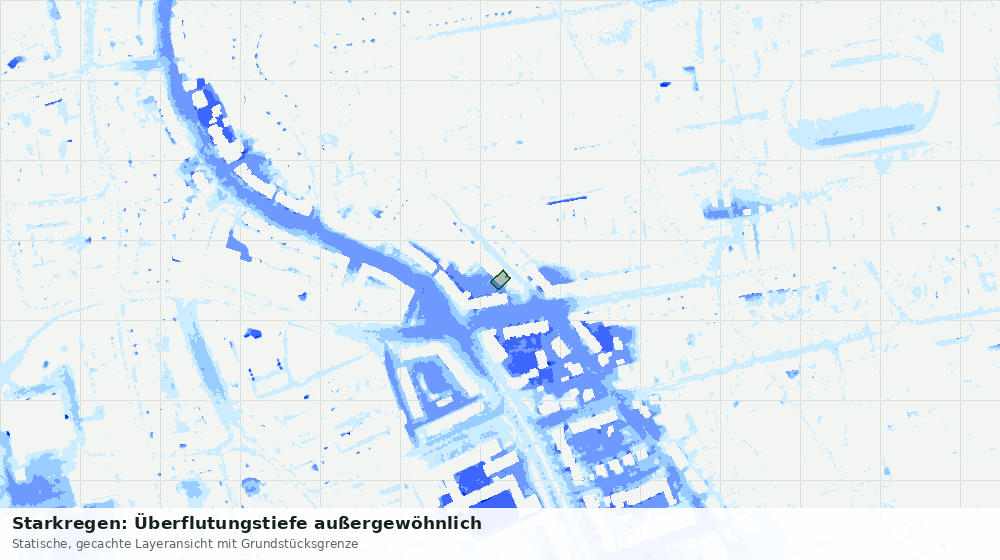 Statische Kartenansicht: Starkregen: Überflutungstiefe außergewöhnlich
