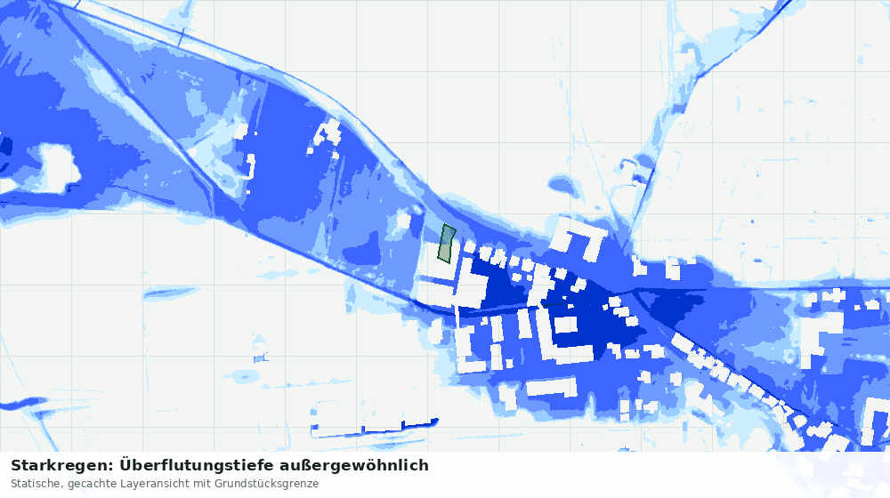 Statische Kartenansicht: Starkregen: Überflutungstiefe außergewöhnlich