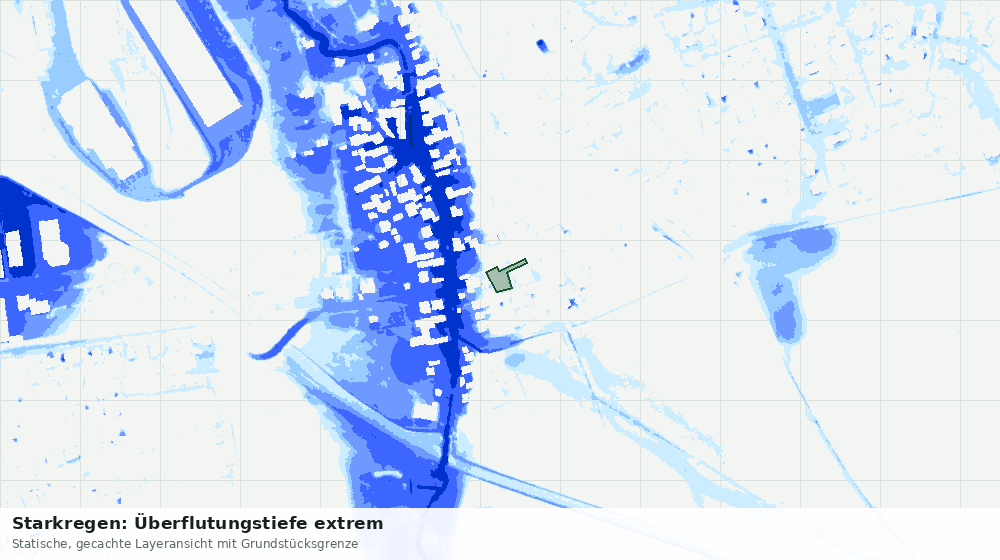 Statische Kartenansicht: Starkregen: Überflutungstiefe extrem