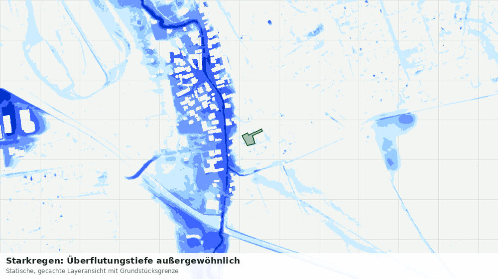 Statische Kartenansicht: Starkregen: Überflutungstiefe außergewöhnlich