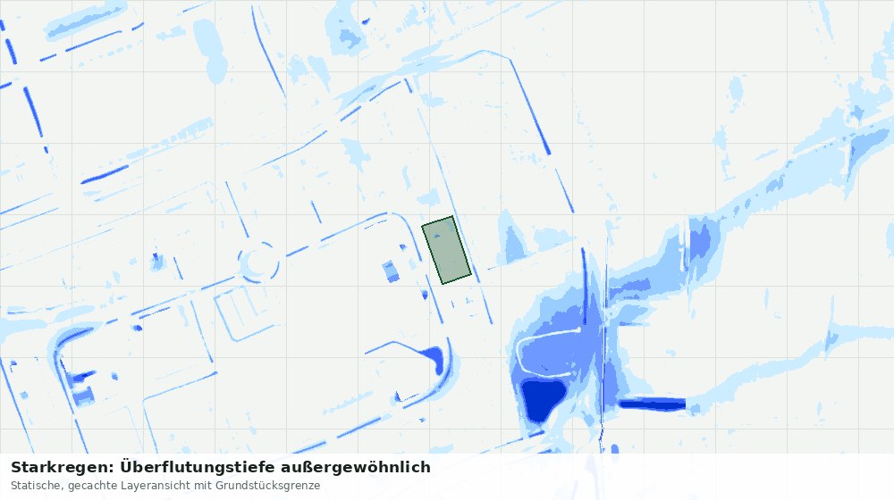 Statische Kartenansicht: Starkregen: Überflutungstiefe außergewöhnlich