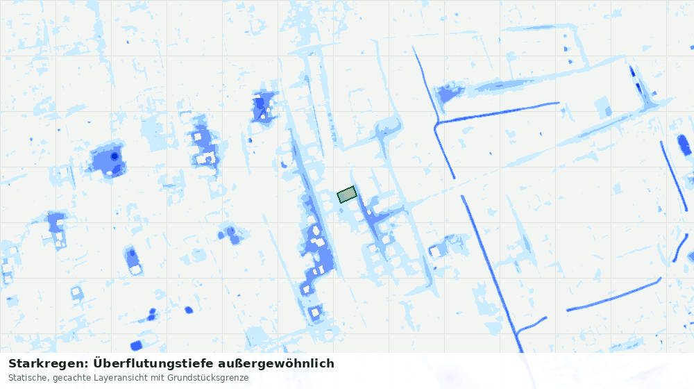 Statische Kartenansicht: Starkregen: Überflutungstiefe außergewöhnlich