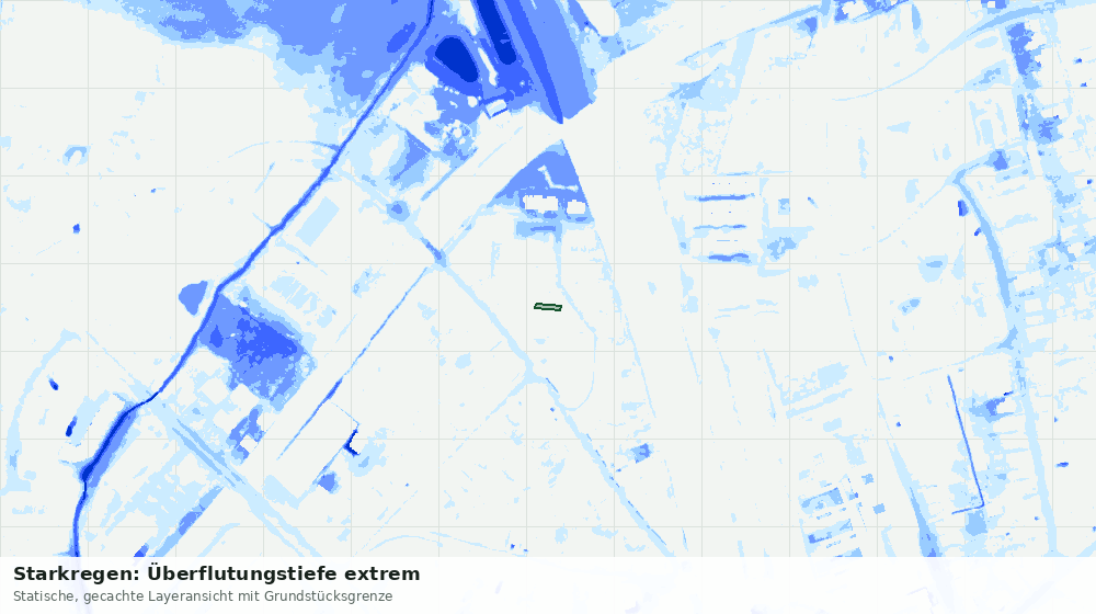 Statische Kartenansicht: Starkregen: Überflutungstiefe extrem