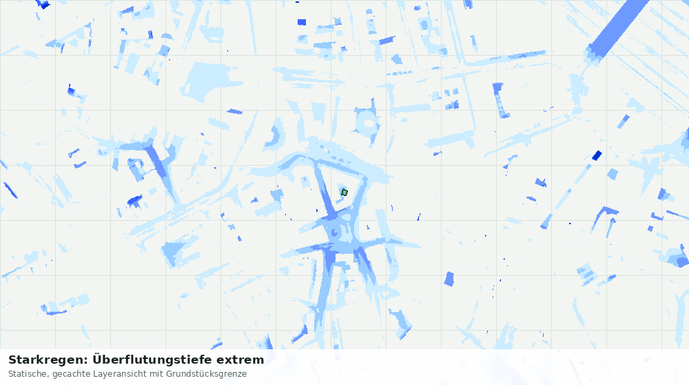 Statische Kartenansicht: Starkregen: Überflutungstiefe extrem