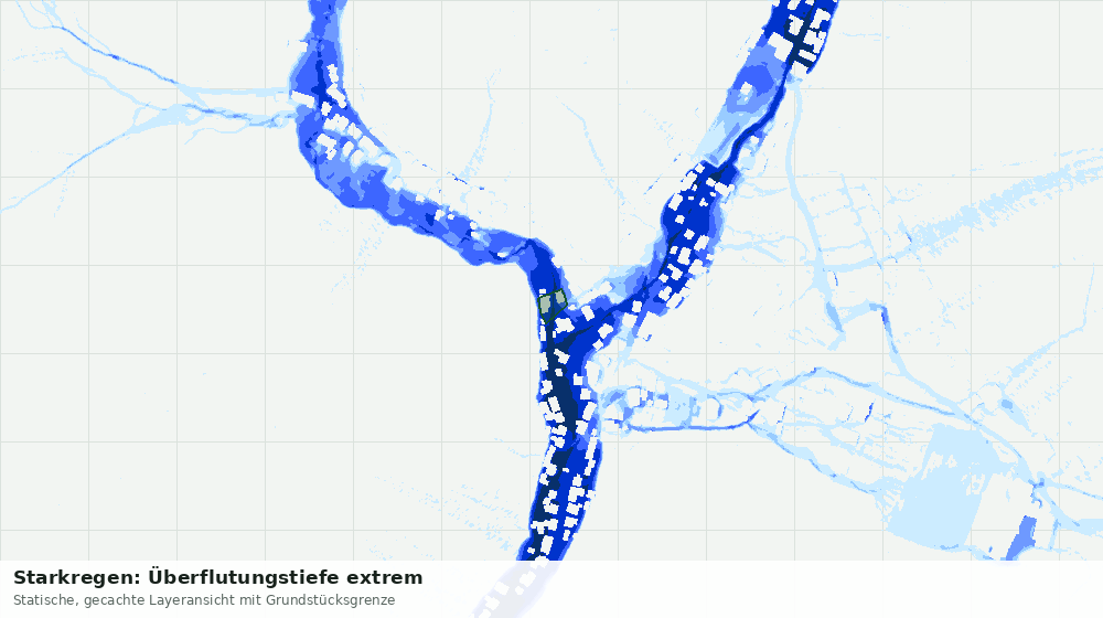 Statische Kartenansicht: Starkregen: Überflutungstiefe extrem