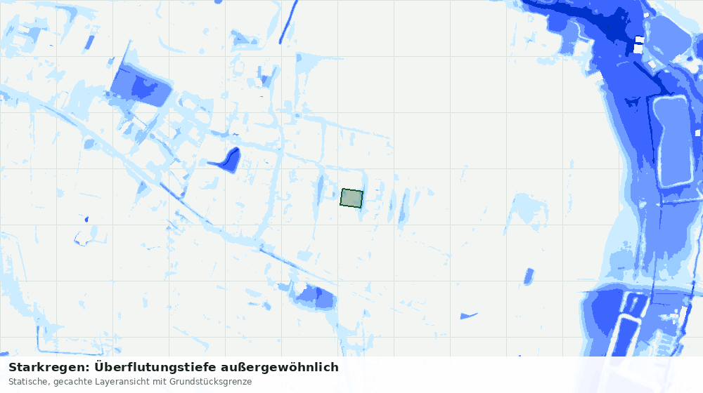 Statische Kartenansicht: Starkregen: Überflutungstiefe außergewöhnlich