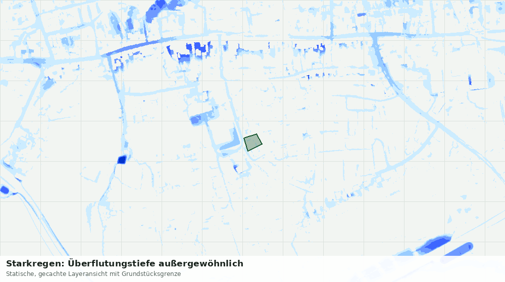 Statische Kartenansicht: Starkregen: Überflutungstiefe außergewöhnlich