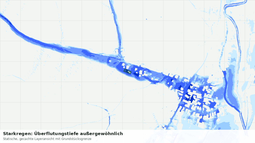 Statische Kartenansicht: Starkregen: Überflutungstiefe außergewöhnlich