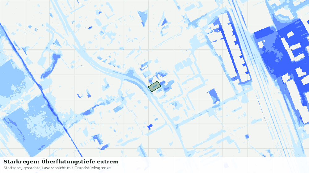 Statische Kartenansicht: Starkregen: Überflutungstiefe extrem