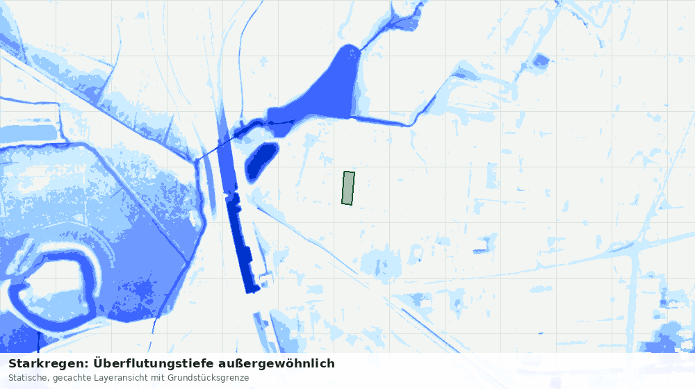 Statische Kartenansicht: Starkregen: Überflutungstiefe außergewöhnlich