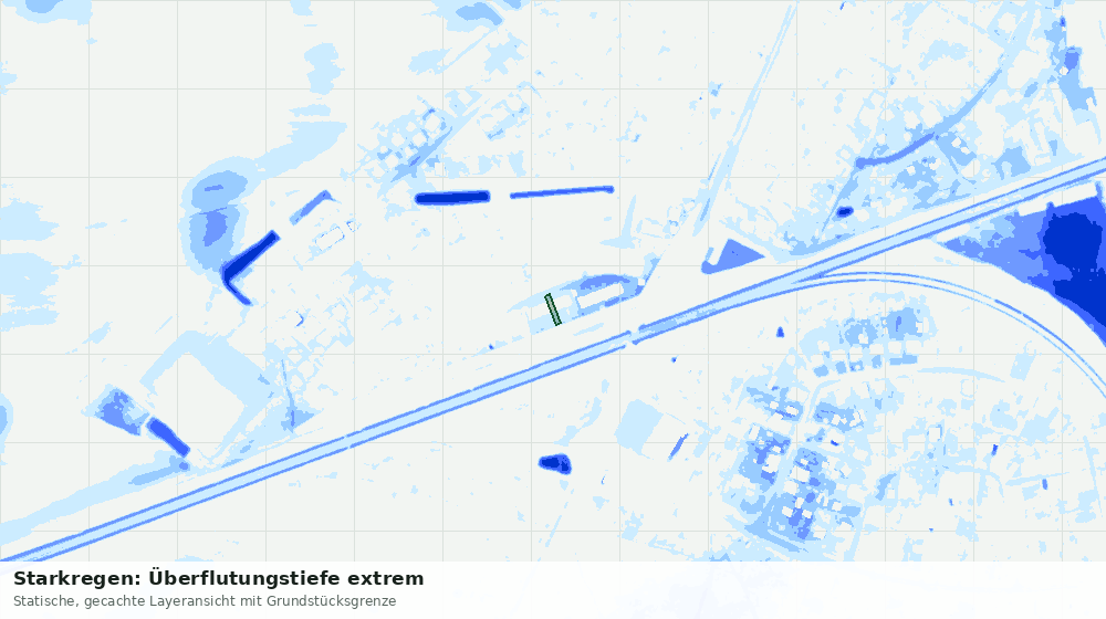 Statische Kartenansicht: Starkregen: Überflutungstiefe extrem