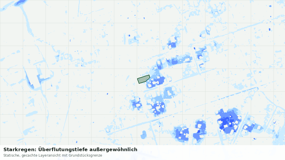 Statische Kartenansicht: Starkregen: Überflutungstiefe außergewöhnlich