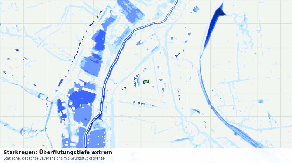 Statische Kartenansicht: Starkregen: Überflutungstiefe extrem
