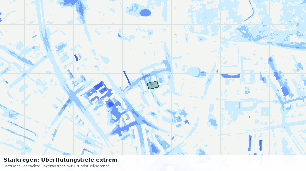 Statische Kartenansicht: Starkregen: Überflutungstiefe extrem