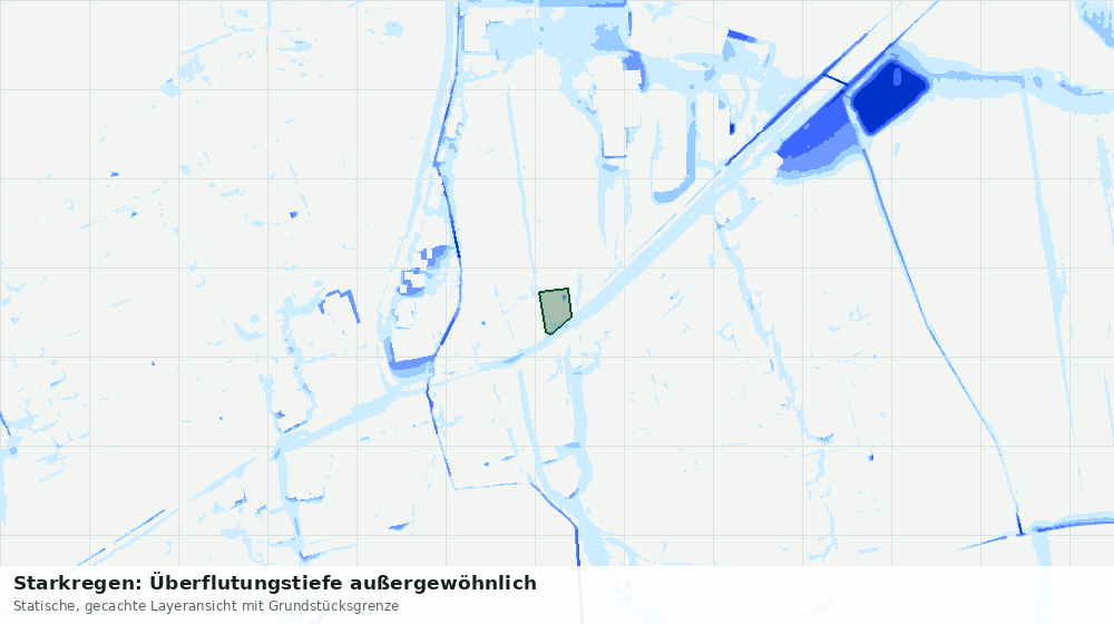 Statische Kartenansicht: Starkregen: Überflutungstiefe außergewöhnlich