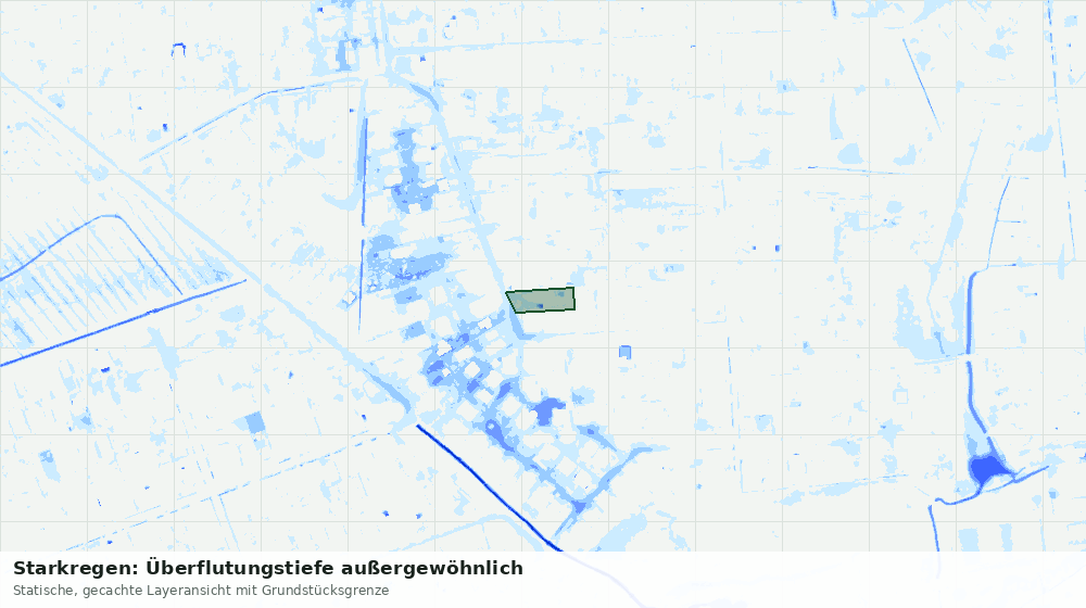 Statische Kartenansicht: Starkregen: Überflutungstiefe außergewöhnlich