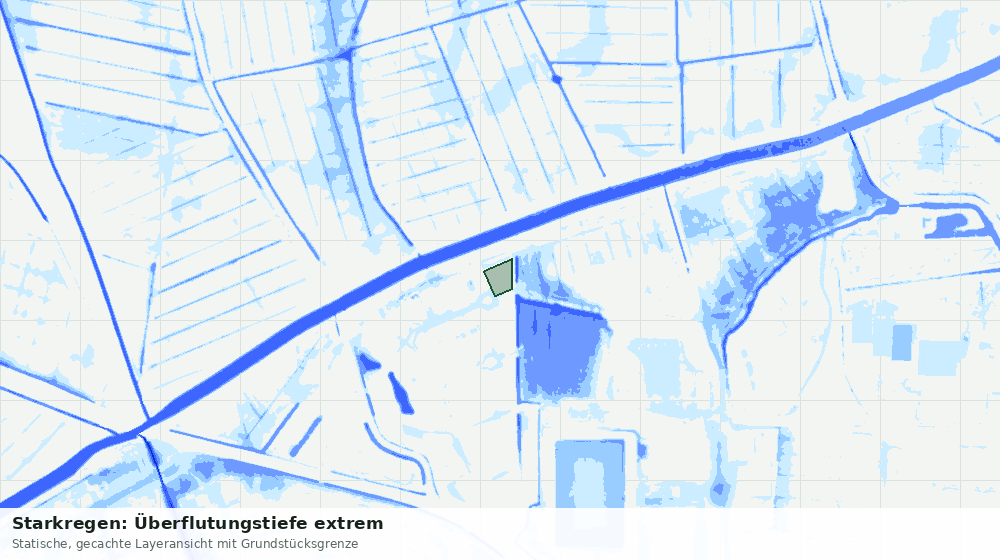 Statische Kartenansicht: Starkregen: Überflutungstiefe extrem