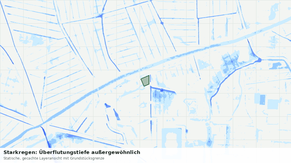 Statische Kartenansicht: Starkregen: Überflutungstiefe außergewöhnlich