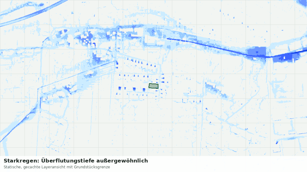 Statische Kartenansicht: Starkregen: Überflutungstiefe außergewöhnlich