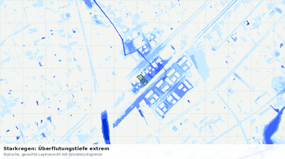 Statische Kartenansicht: Starkregen: Überflutungstiefe extrem