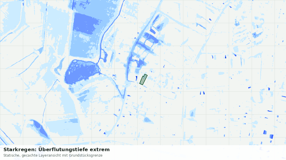 Statische Kartenansicht: Starkregen: Überflutungstiefe extrem