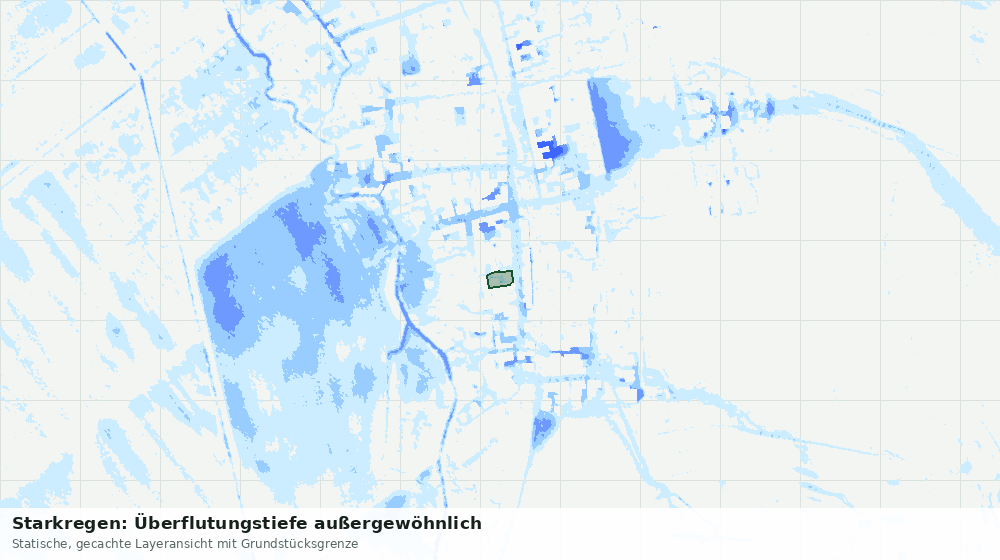 Statische Kartenansicht: Starkregen: Überflutungstiefe außergewöhnlich