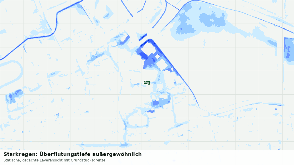 Statische Kartenansicht: Starkregen: Überflutungstiefe außergewöhnlich