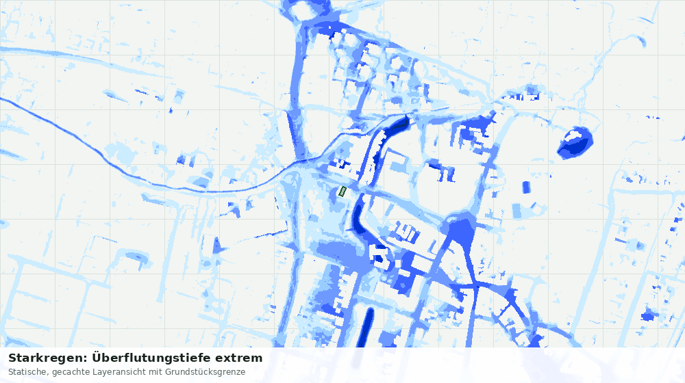 Statische Kartenansicht: Starkregen: Überflutungstiefe extrem