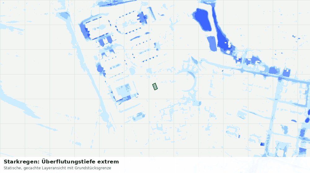 Statische Kartenansicht: Starkregen: Überflutungstiefe extrem