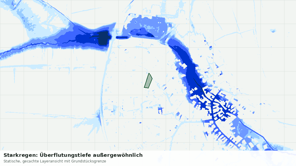 Statische Kartenansicht: Starkregen: Überflutungstiefe außergewöhnlich